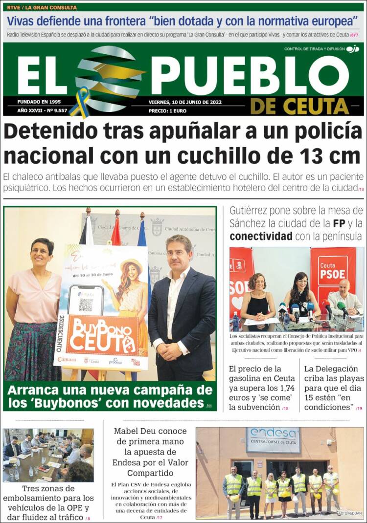 Portada de El Pueblo de Ceuta (España)