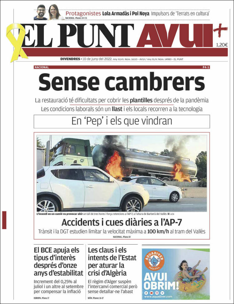 Portada de El Punt Avui (España)