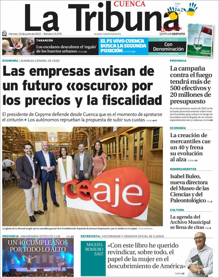 Portada de La Tribuna de Cuenca (España)