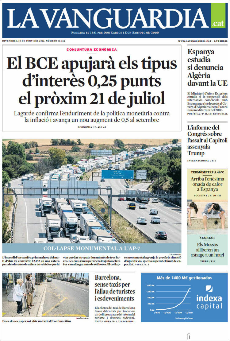 Portada de La Vanguardia (España)