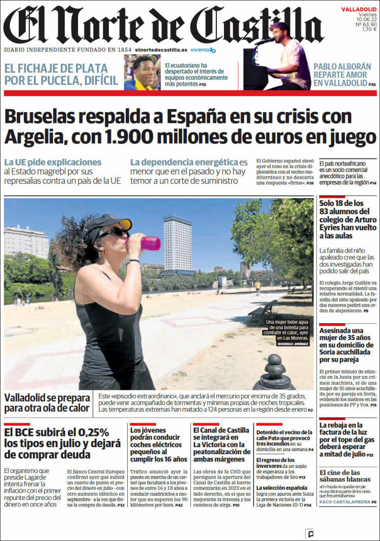 Portada de Norte de Castilla - Valladolid (España)