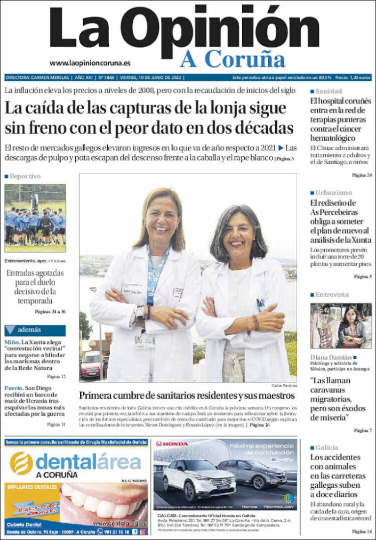 Portada de La Opinión de A Coruña (España)