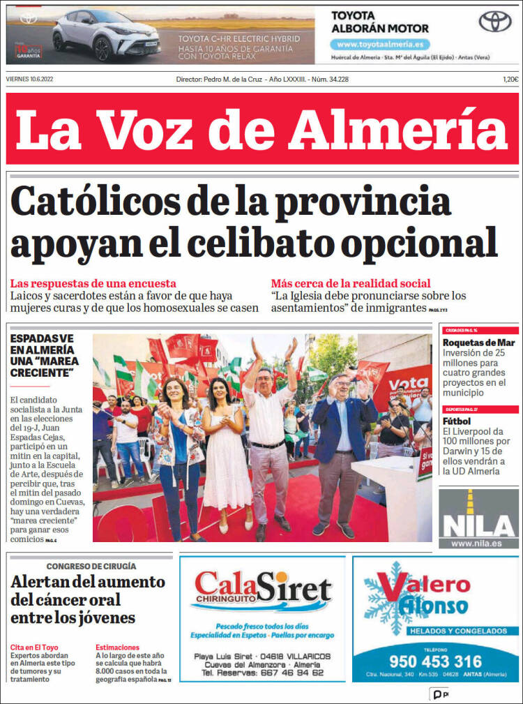 Portada de La Voz de Almería (España)
