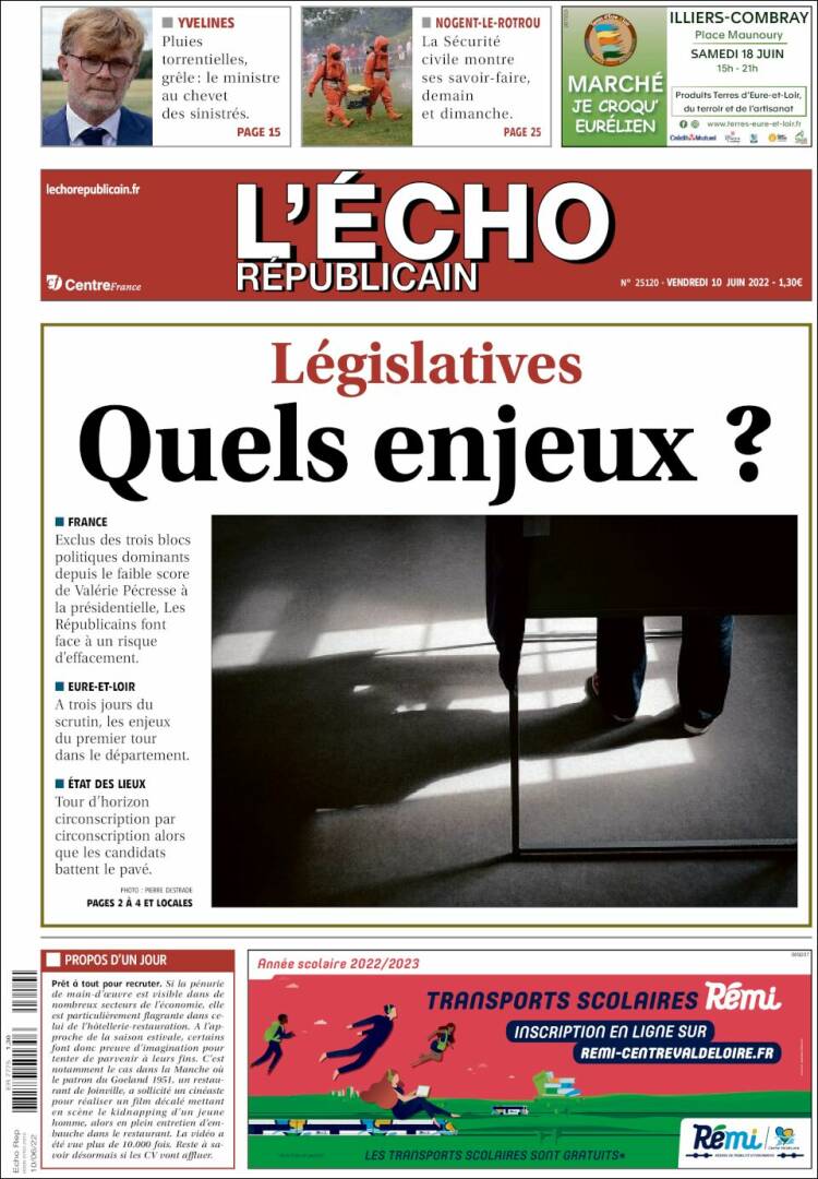 Portada de L'Echo Républicain (France)