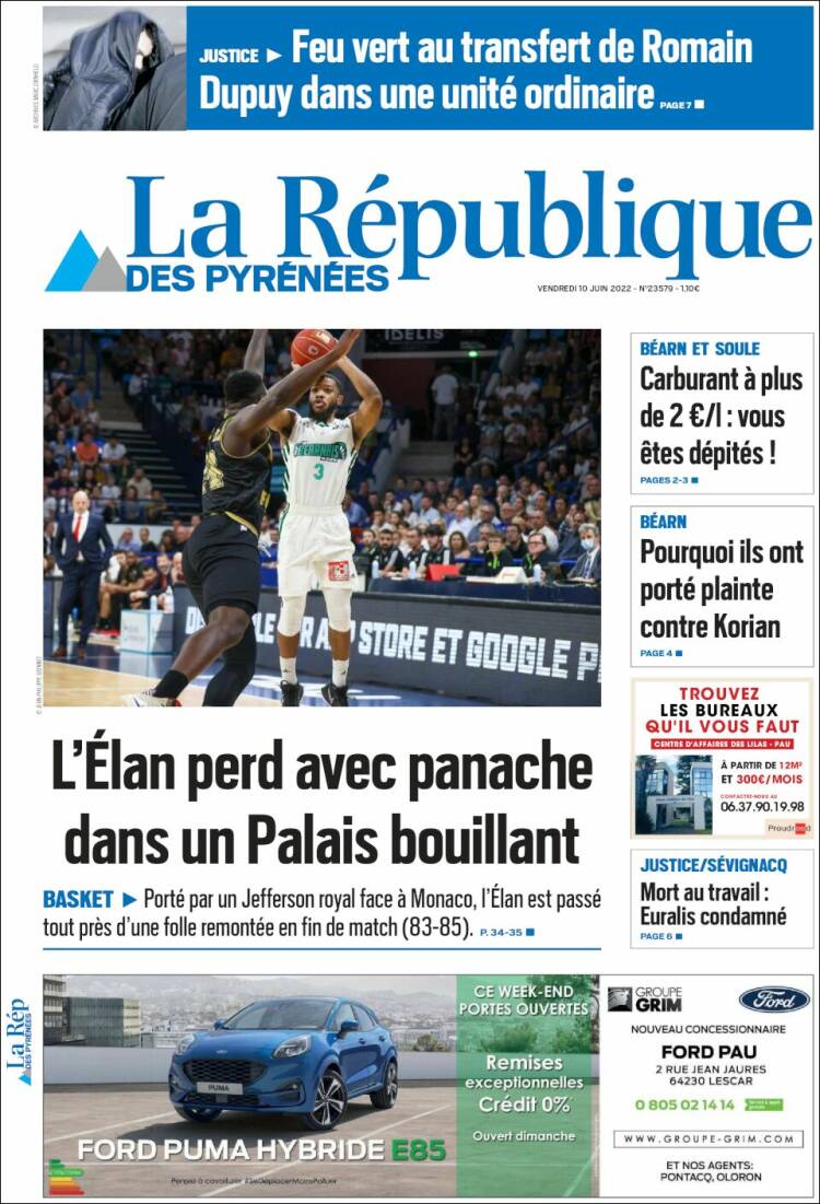 Portada de La République des Pyrénées (France)