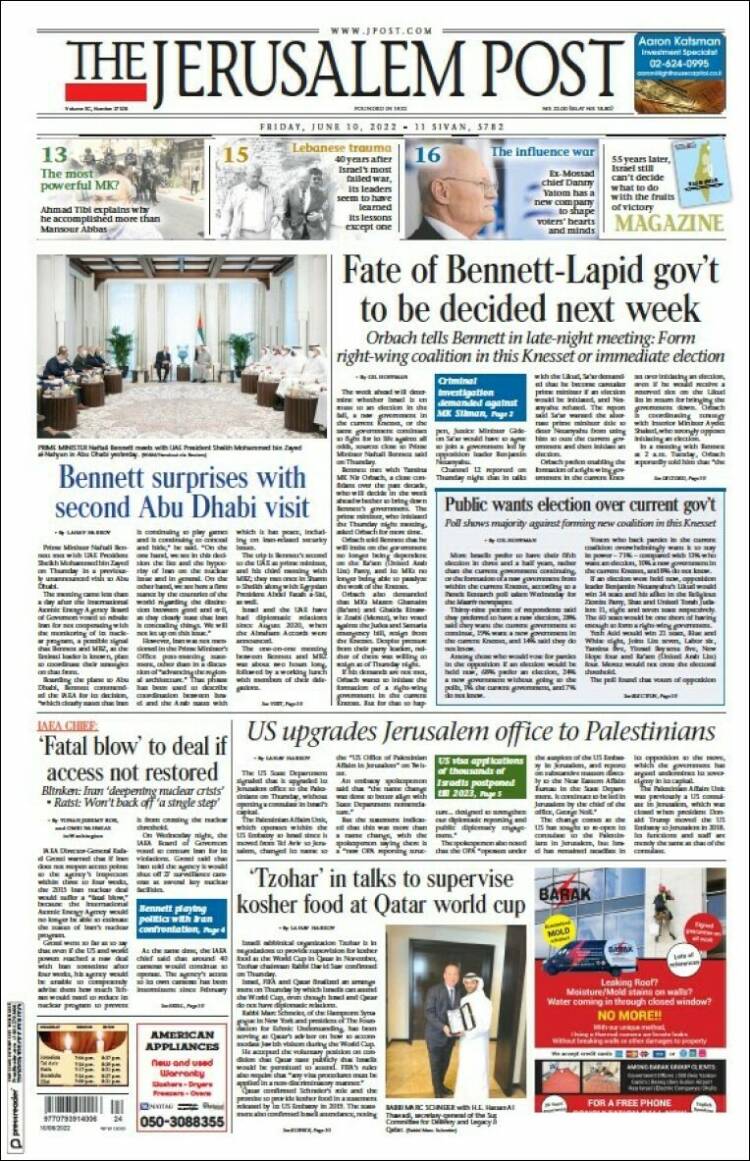 Portada de The Jerusalem Post (Israel)