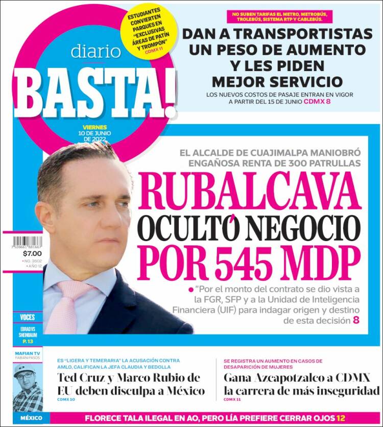 Portada de Diario Basta (M&eacute;xico)