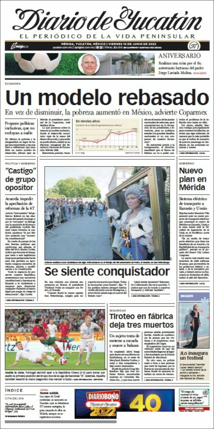 Portada de Diario de Yucatán (M&eacute;xico)