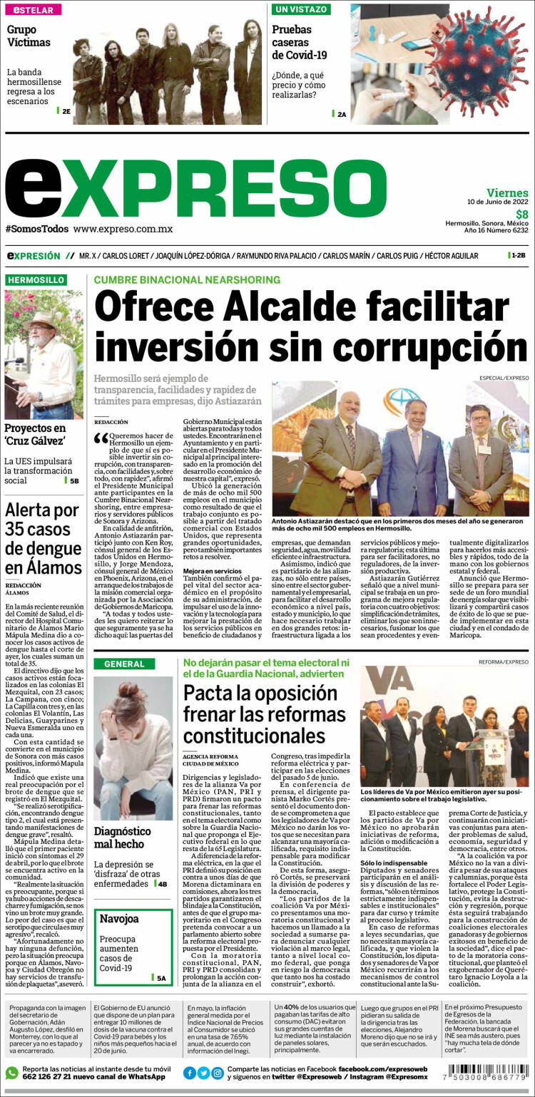 Portada de Expreso (M&eacute;xico)