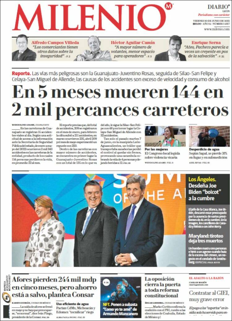 Portada de Milenio de León (M&eacute;xico)