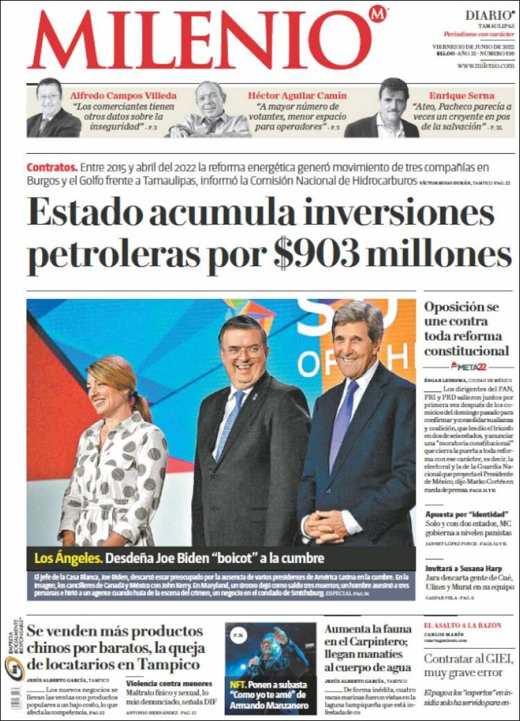 Portada de Milenio - Tamaulipas (M&eacute;xico)