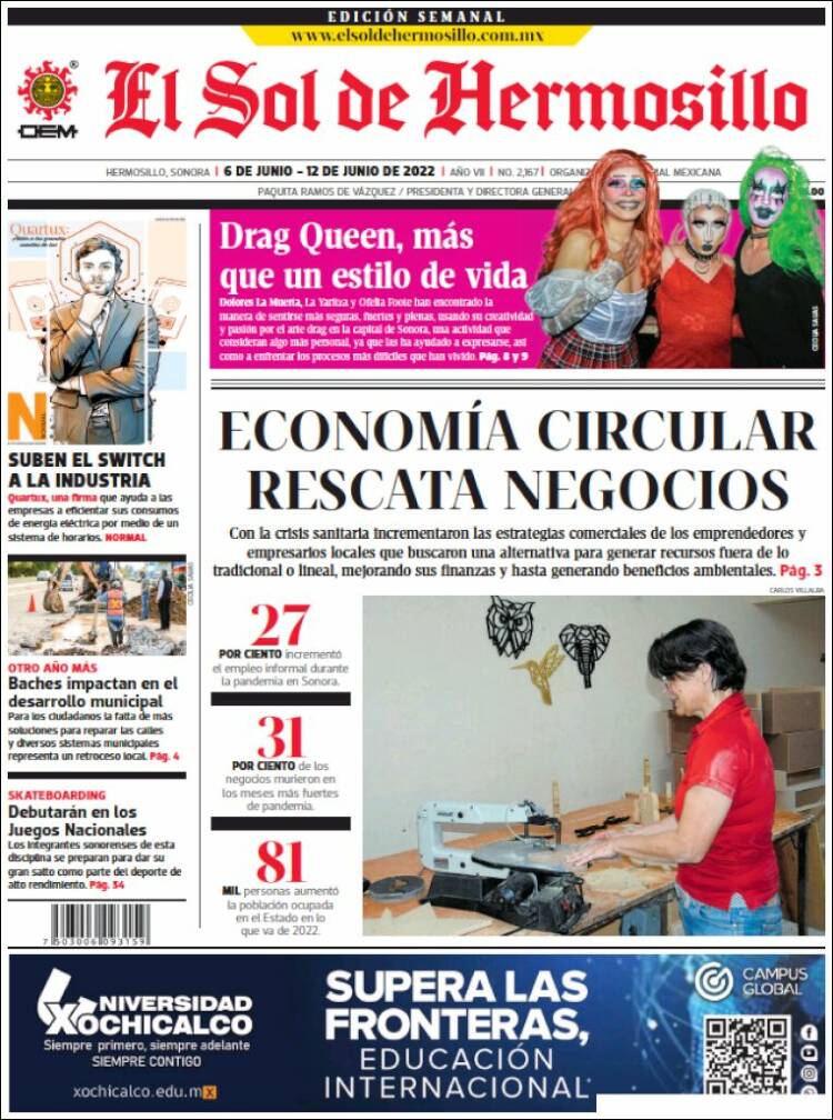 Portada de El Sol de Hermosillo (M&eacute;xico)