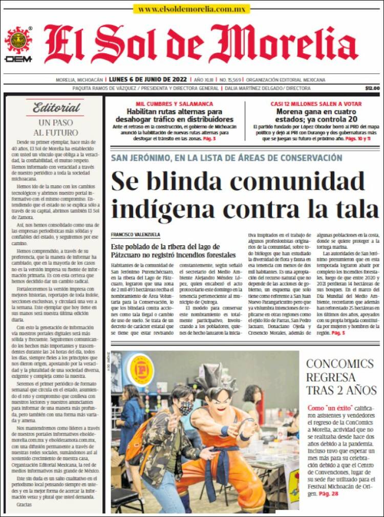 Portada de El Sol de Morelia (M&eacute;xico)