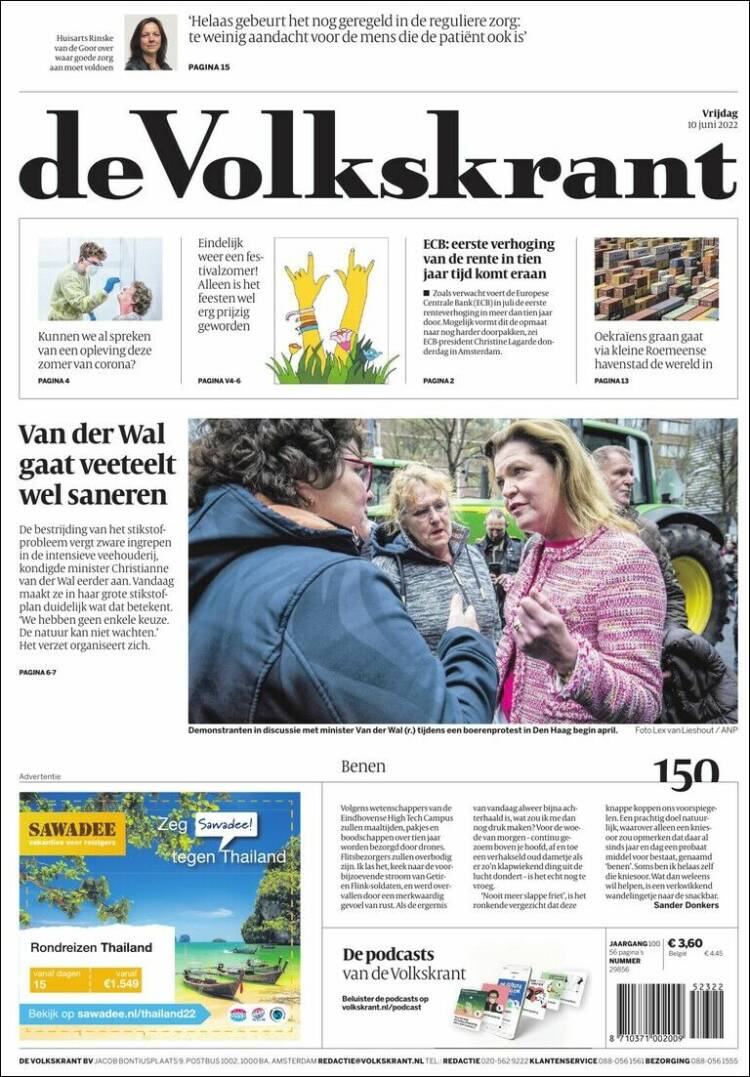 Portada de De Volkskrant (Pa&iacute;ses Bajos)