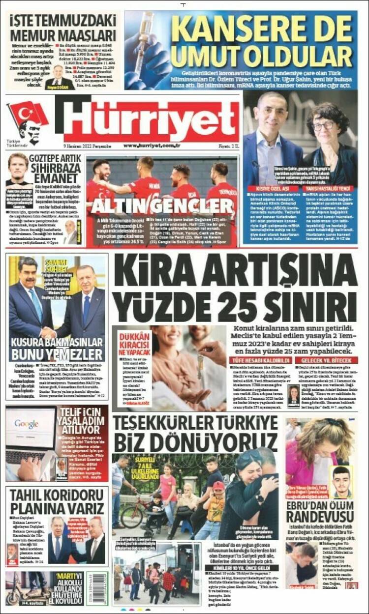 Portada de Hürriyet (Turqu&iacute;a)