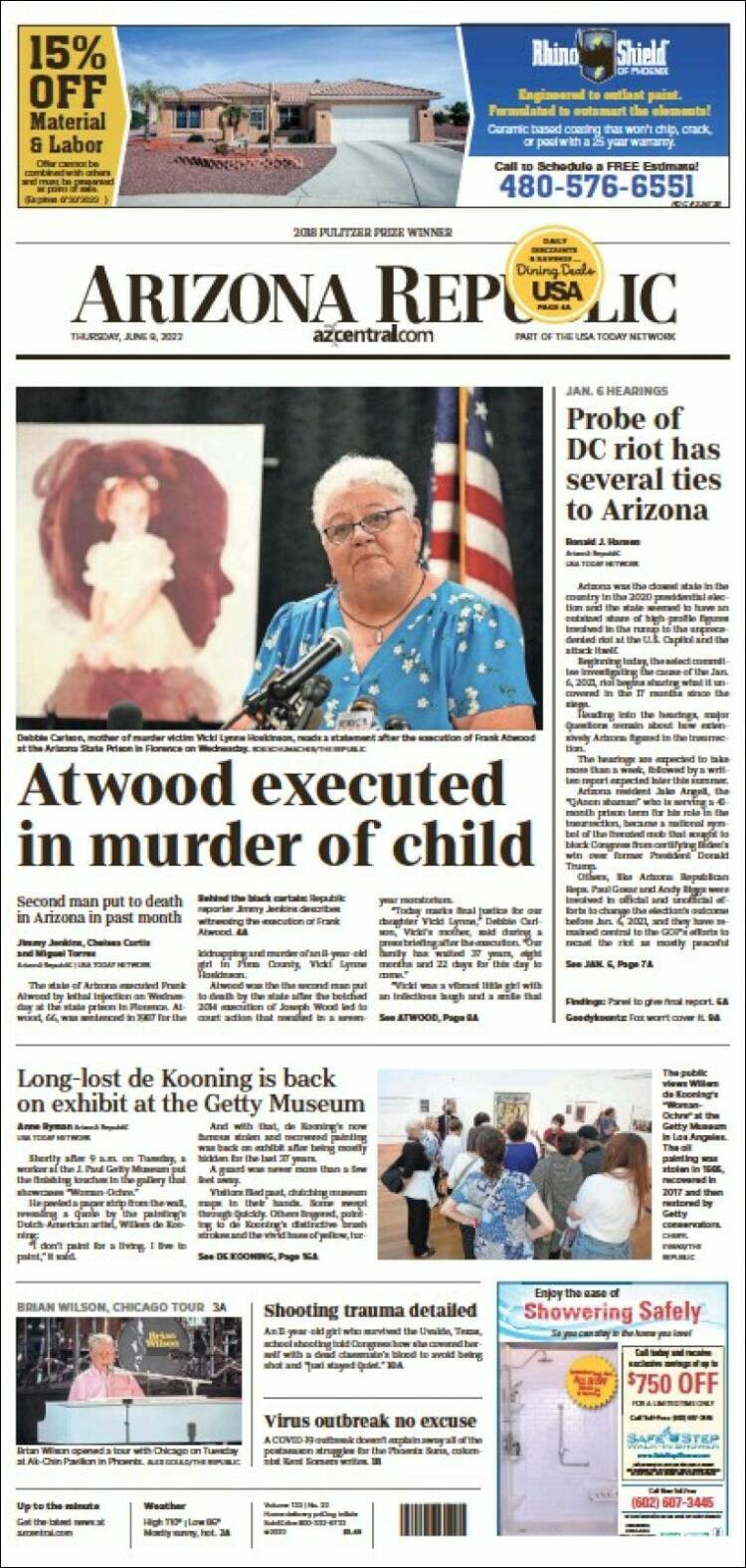 Portada de Arizona Republic News (USA)