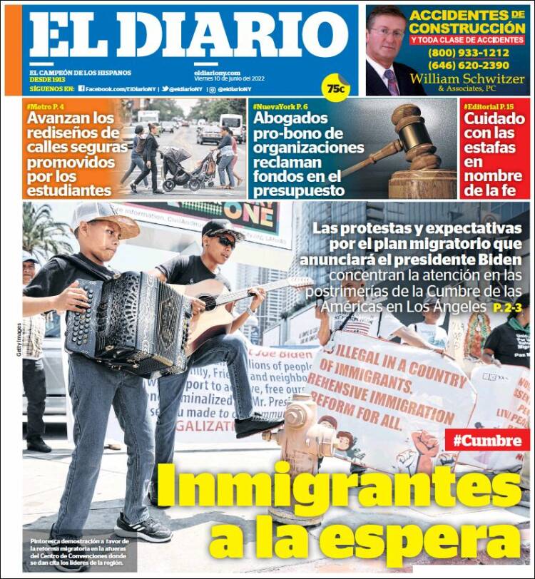Portada de El Diario NY (USA)