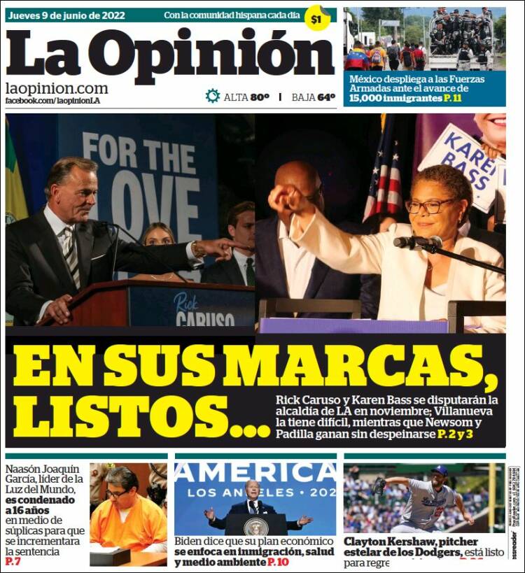 Portada de La Opinión (USA)