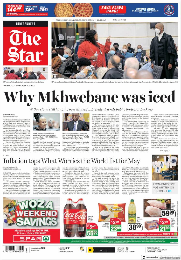 Portada de The Star (Sud&aacute;frica)