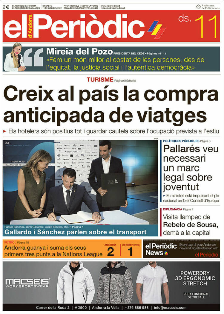 Portada de El Periòdic d'Andorra (Andorra)