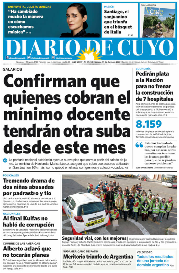 Portada de Diario de Cuyo (Argentina)