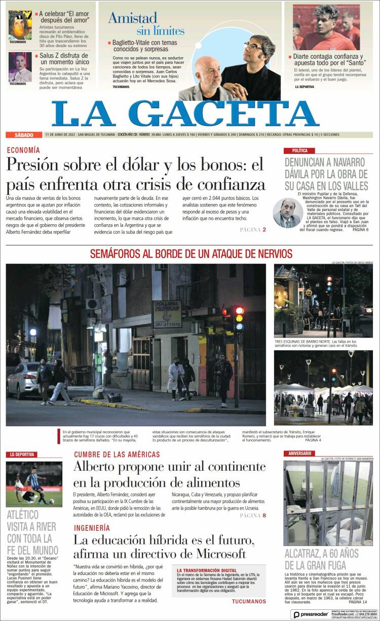 Portada de La Gaceta (Argentina)