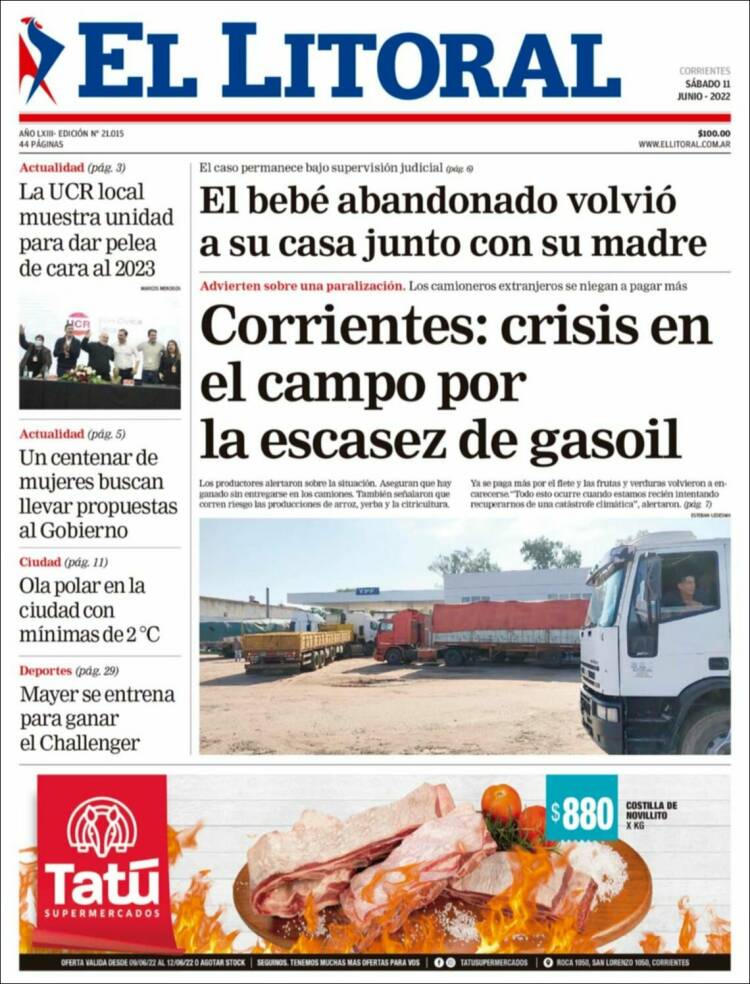 Portada de El Litoral Corrientes (Argentina)