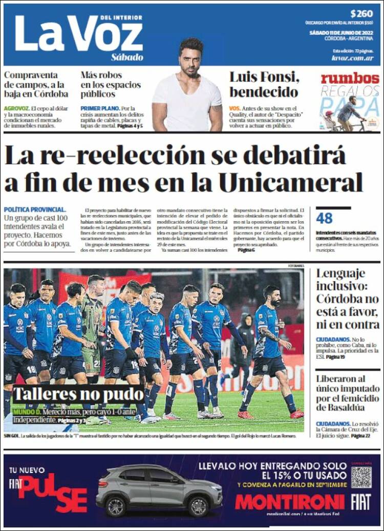 Portada de La Voz del Interior (Argentina)