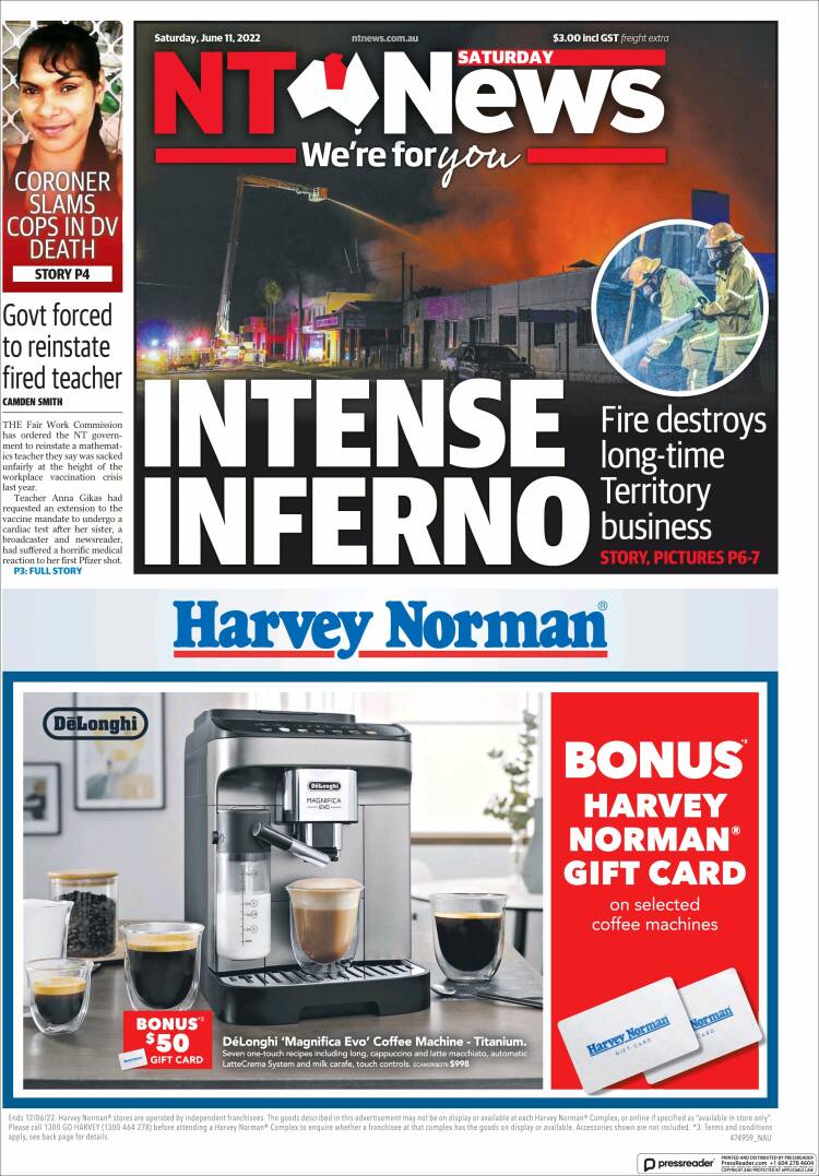 Portada de Northern Territory News (Australia)