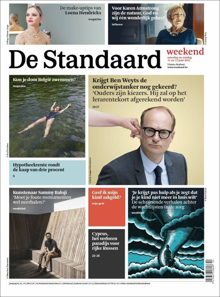 Portada de De Standaard (B&eacute;lgica)