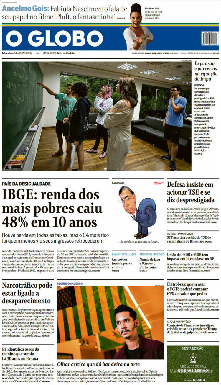 Portada de O Globo (Brasil)