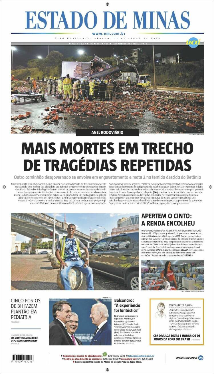 Portada de Jornal Estado de Minas (Brasil)