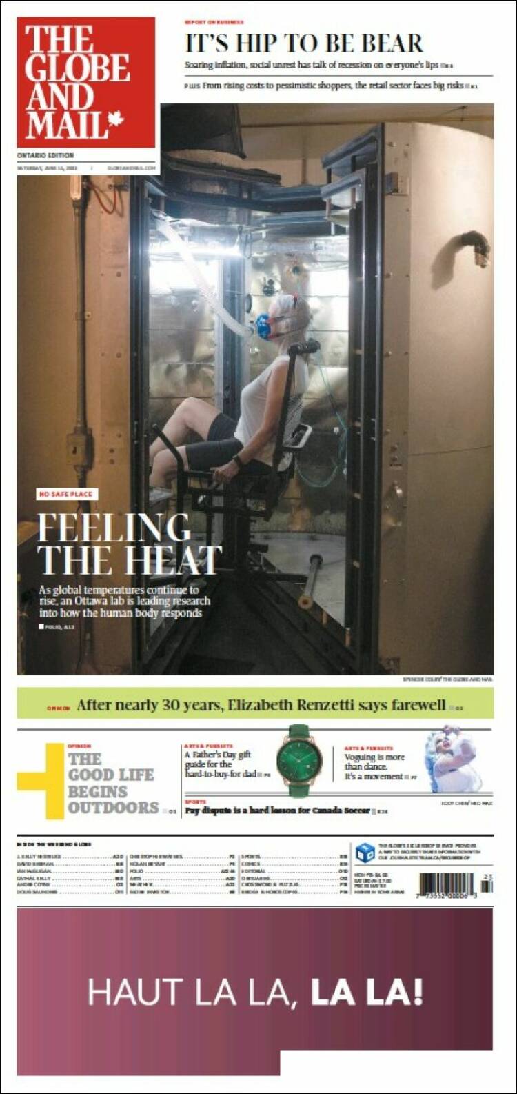 Portada de The Globe and Mail (Canadá)