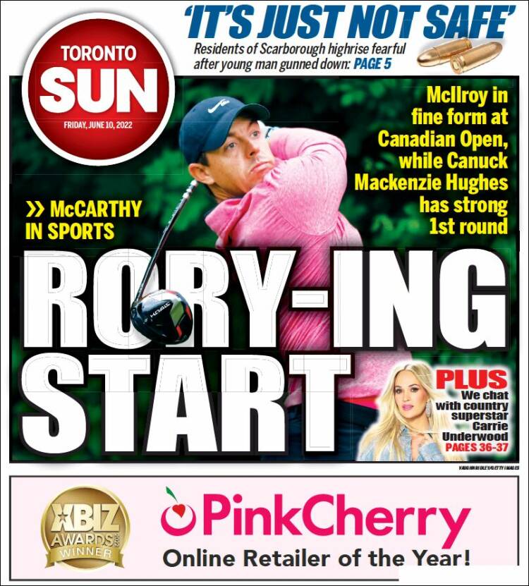 Portada de The Toronto Sun (Canadá)