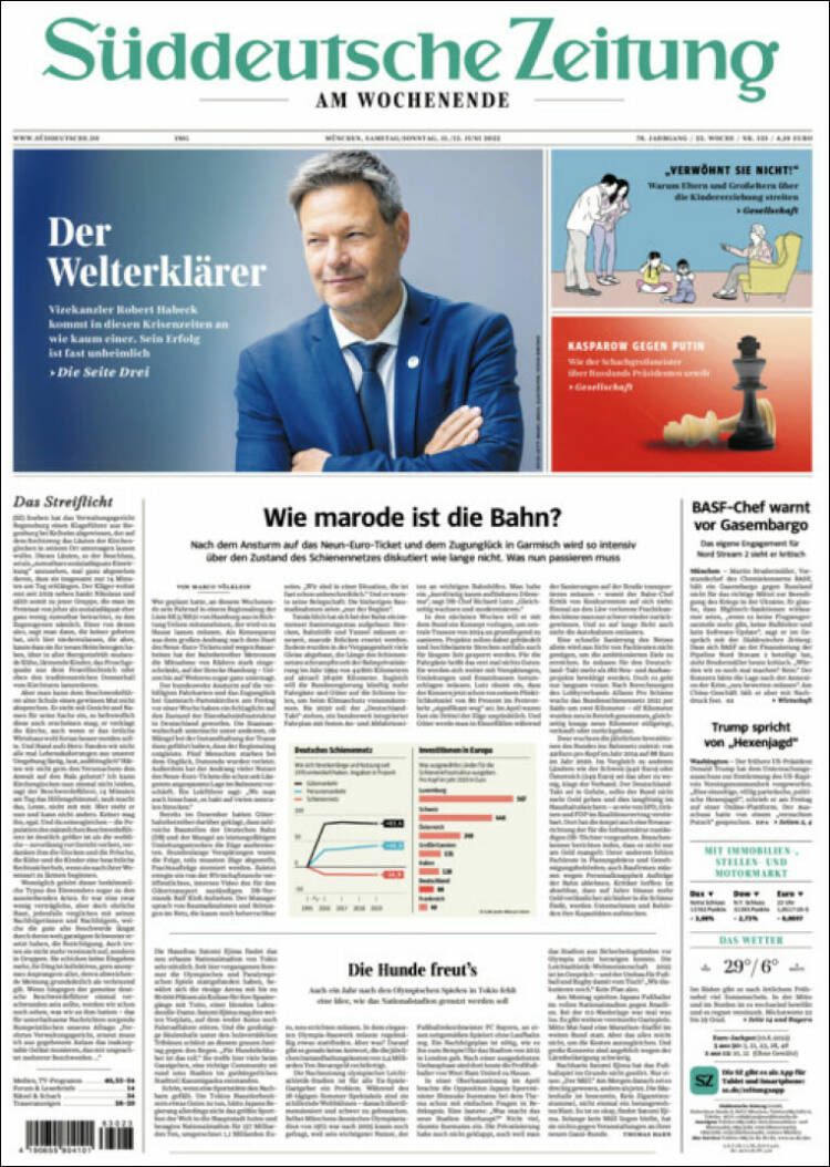 Portada de Sueddeutsche (Alemania)