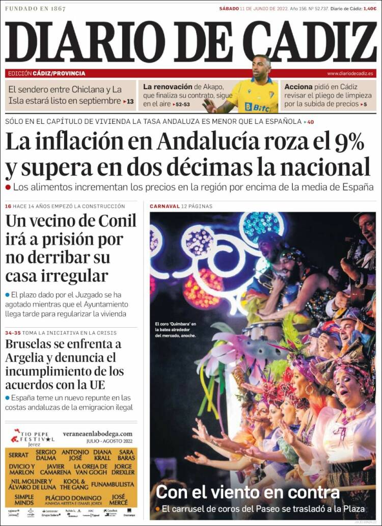 Portada de Diario de Cádiz (Espa&ntilde;a)