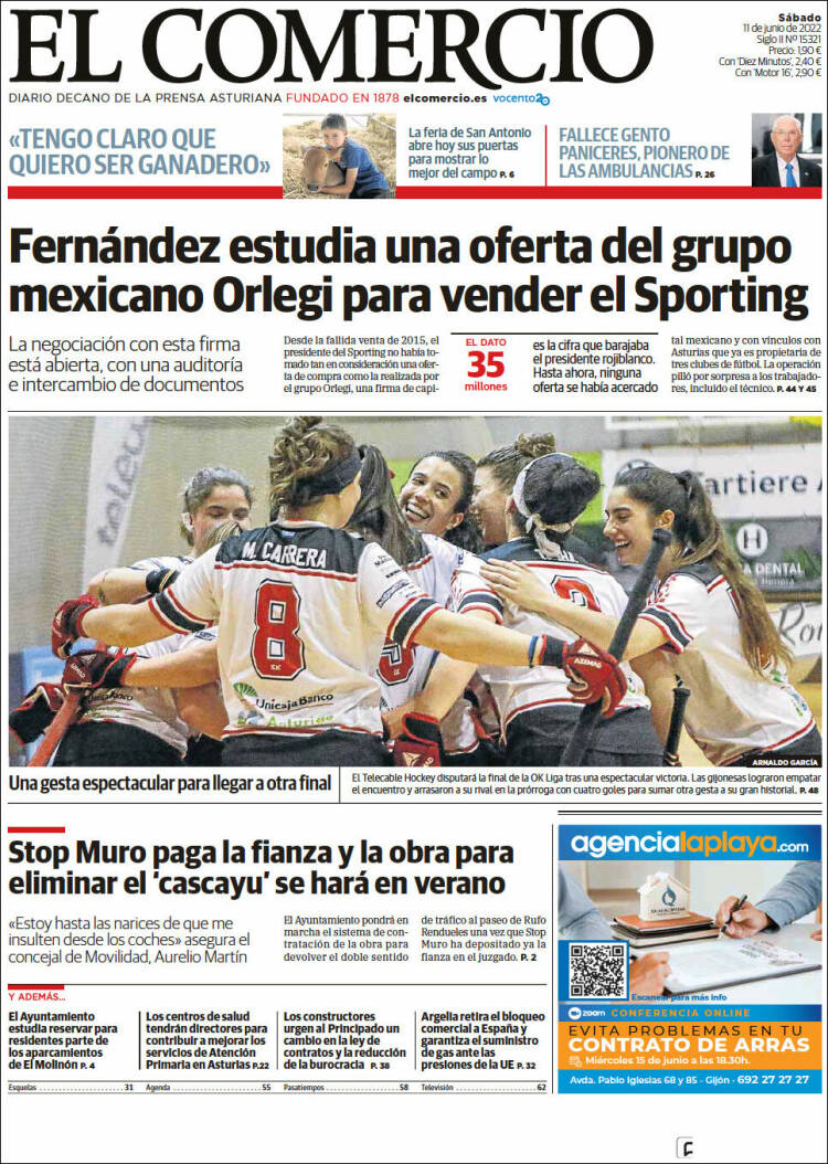Portada de El Comercio (Espa&ntilde;a)