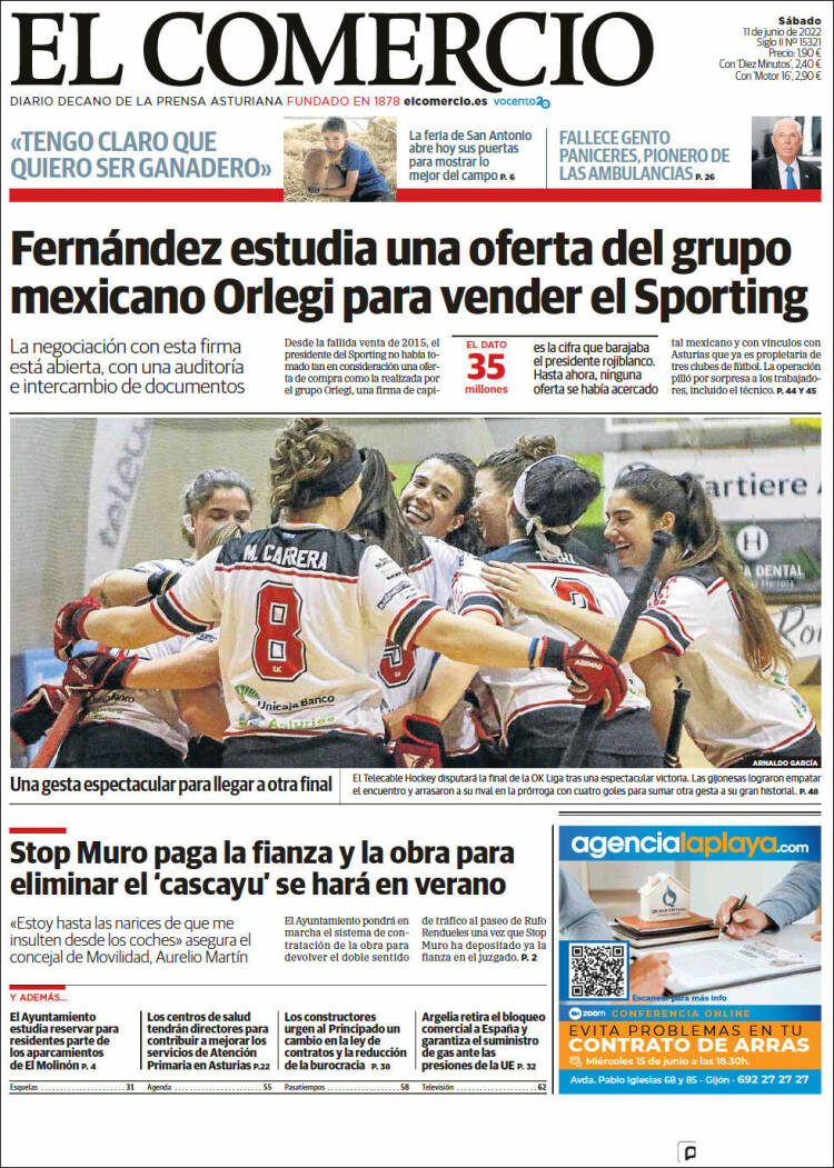 Portada de El Comercio - Gijón (Espa&ntilde;a)