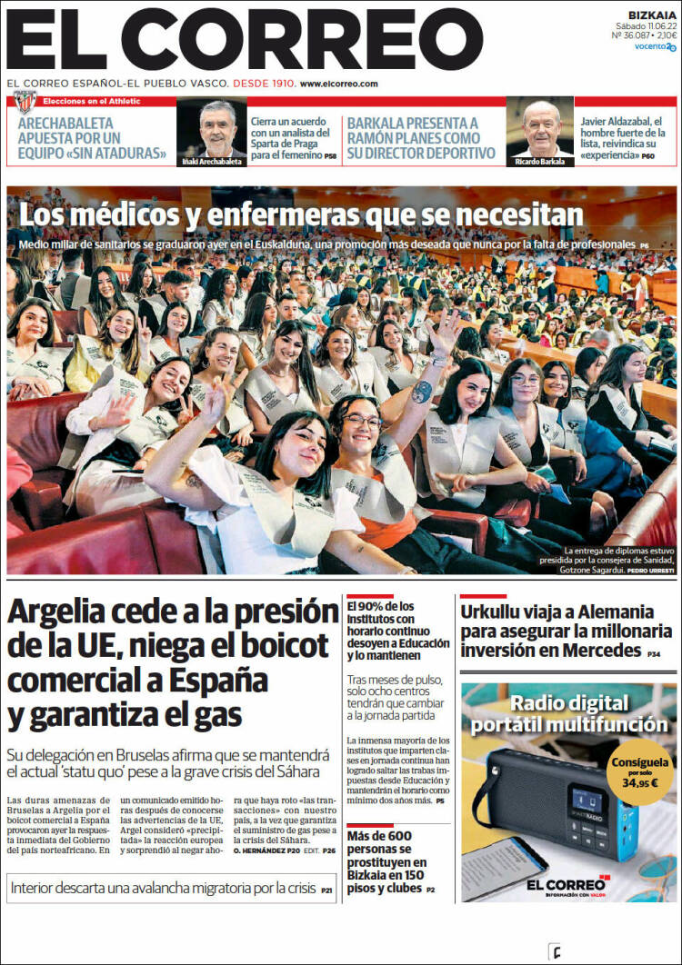 Portada de El Correo (Espa&ntilde;a)
