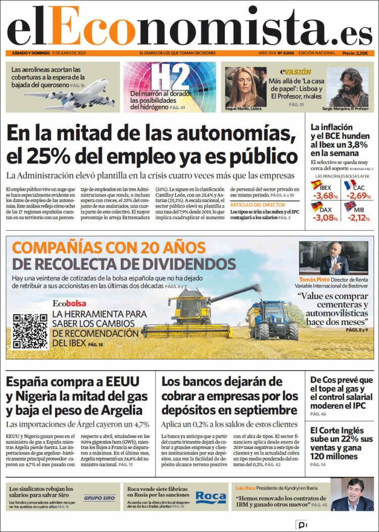 Portada de El Economista (Espa&ntilde;a)
