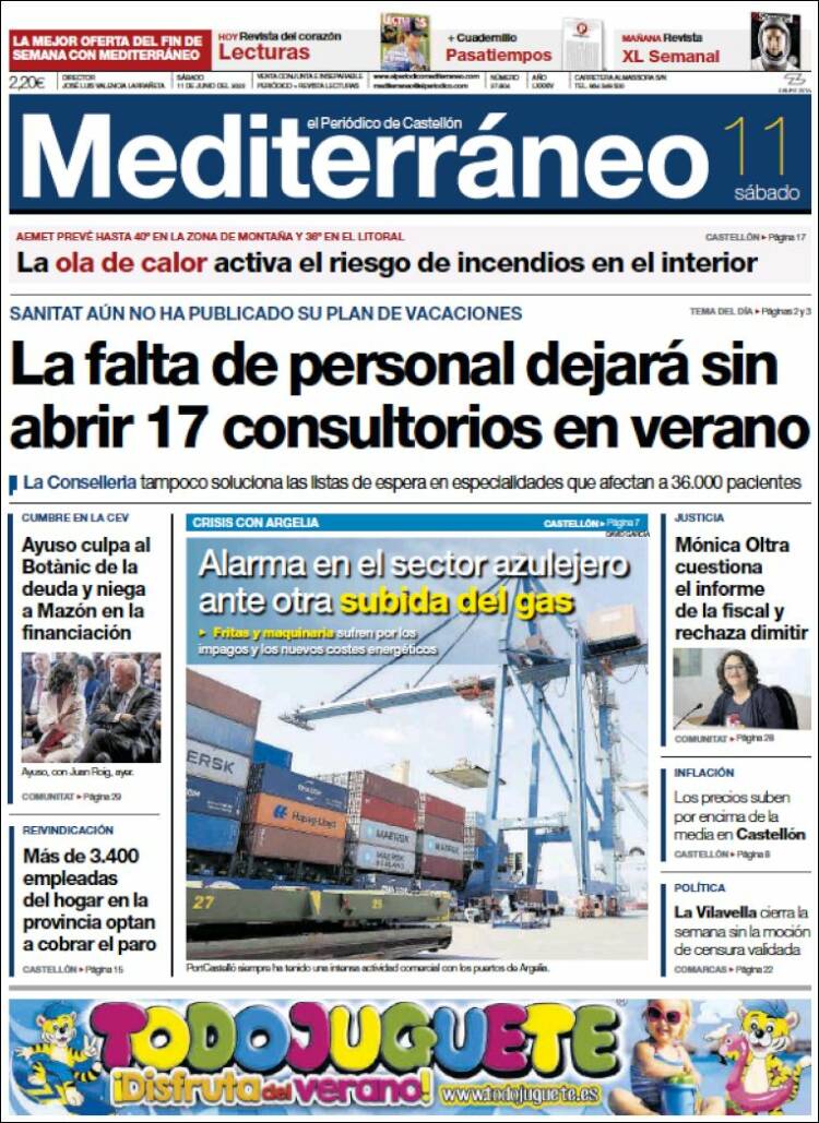 Portada de El Periódico Mediterraneo (Espa&ntilde;a)