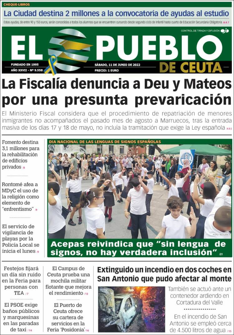 Portada de El Pueblo de Ceuta (Espa&ntilde;a)