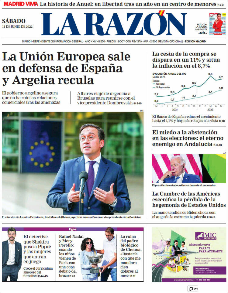 Portada de La Razón (Espa&ntilde;a)