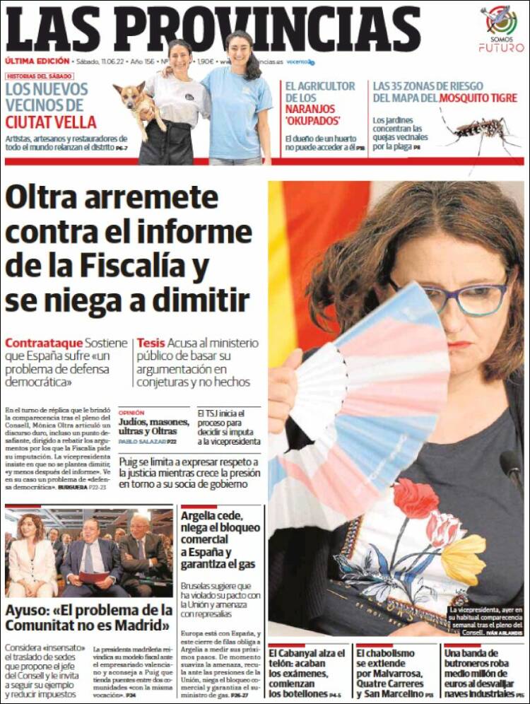 Portada de Las Provincias (Espa&ntilde;a)