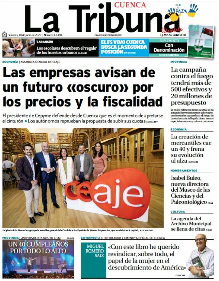 Portada de La Tribuna de Cuenca (Espa&ntilde;a)