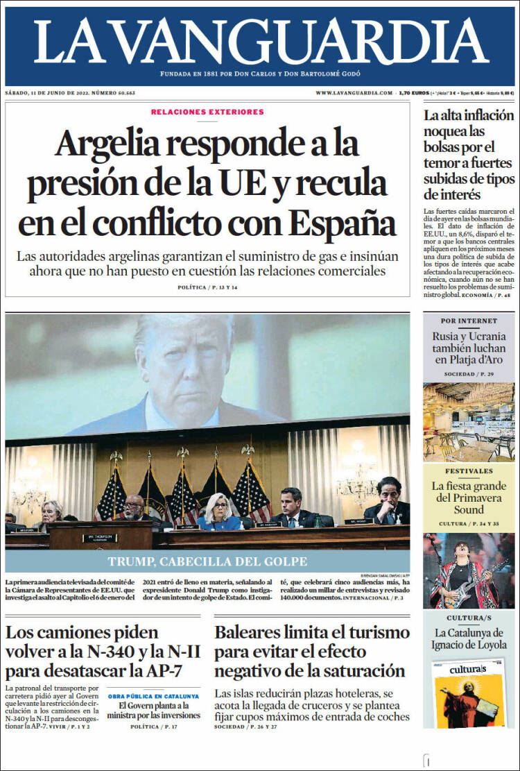 Portada de La Vanguardia (Espa&ntilde;a)