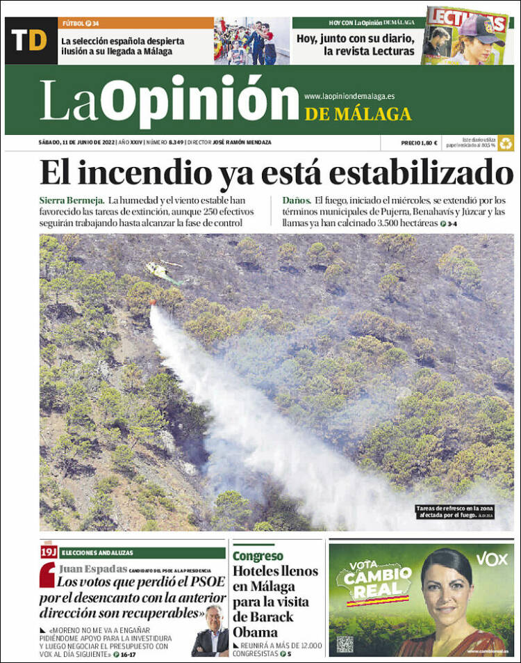 Portada de La Opinión de Málaga (Espa&ntilde;a)