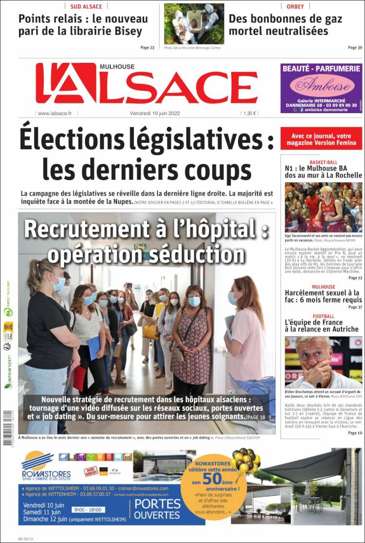 Portada de Journal L'Alsace (Francia)