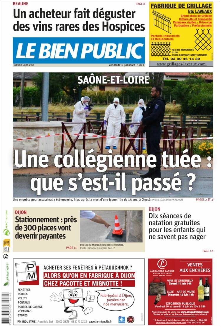 Portada de Le Bien Public (Francia)