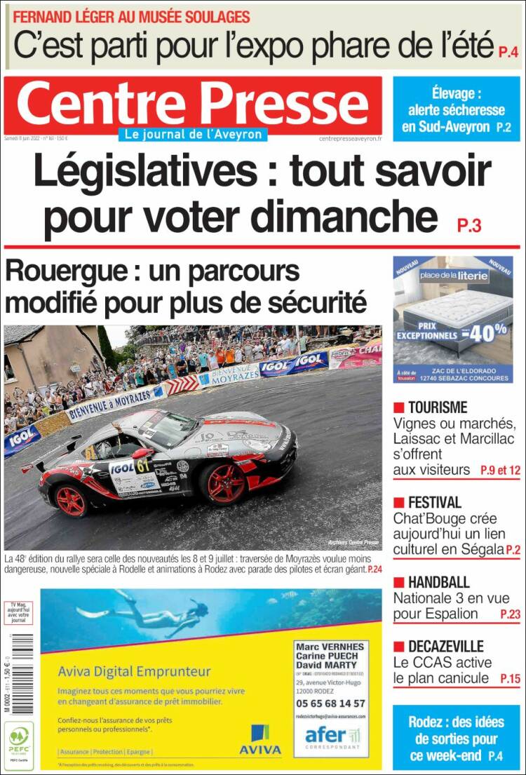 Portada de Centre Presse (Francia)